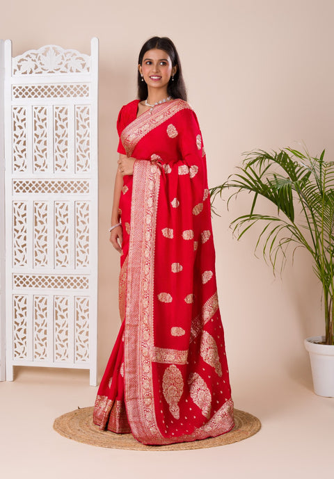 KcPc Pure Khaddi Chiffon Banarasi Neemzari Weaving Luxury Saree  MAD