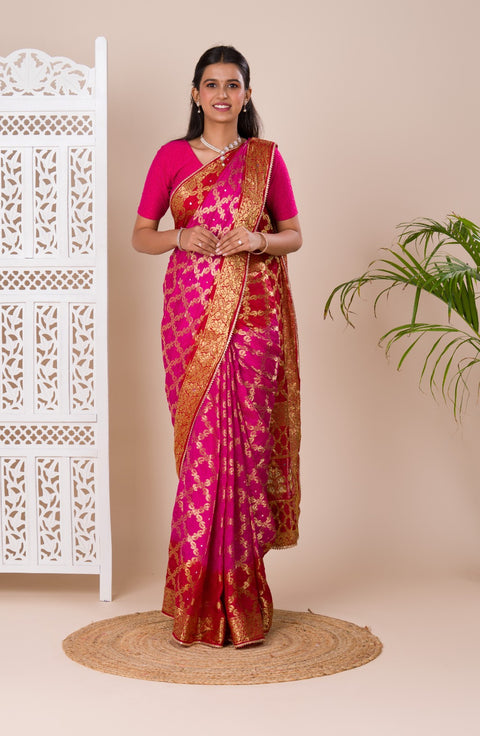 KcPc Gharchola Banarasi Silk Fabric With Heavy Zari Work Saree KML Rani Red