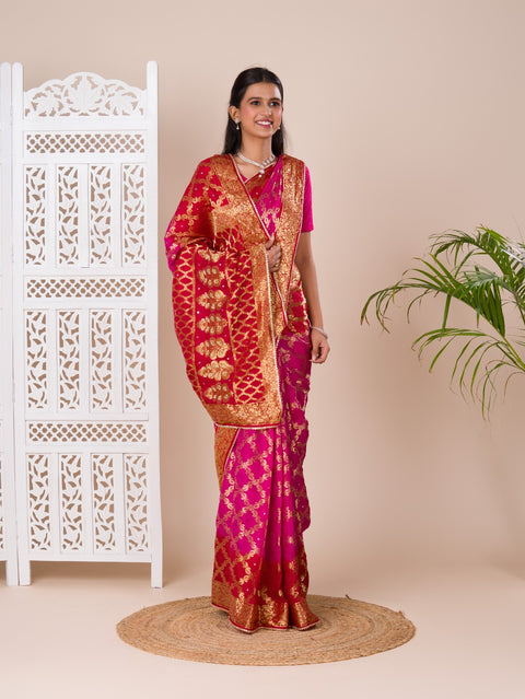 KcPc Gharchola Banarasi Silk Fabric With Heavy Zari Work Saree KML Rani Red