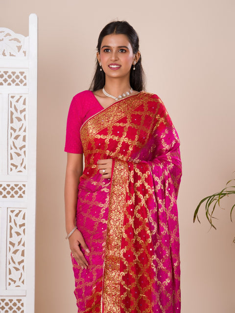 KcPc Gharchola Banarasi Silk Fabric With Heavy Zari Work Saree KML Rani Red