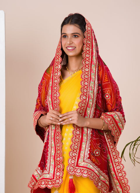 KcPc Latest Pure Georgette Marwadi Chunri Dupatta for Pooja Purpose