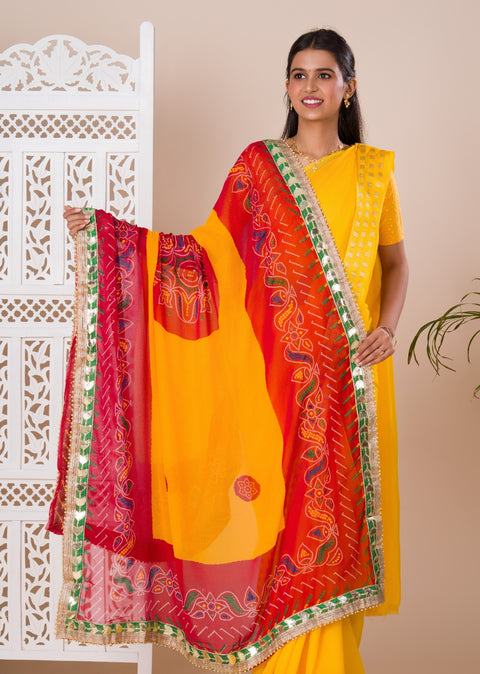 KcPc New Georgette Bandhani Gotapatti Border Dupatta