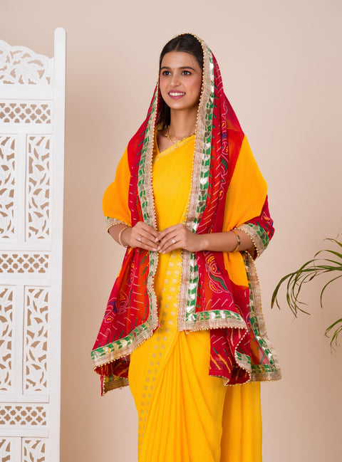 KcPc New Georgette Bandhani Gotapatti Border Dupatta