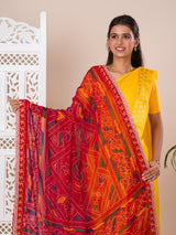 KcPc Pure Georgette Marwadi Chunri Dupatta for Pooja And Traditional Wedding Chunri