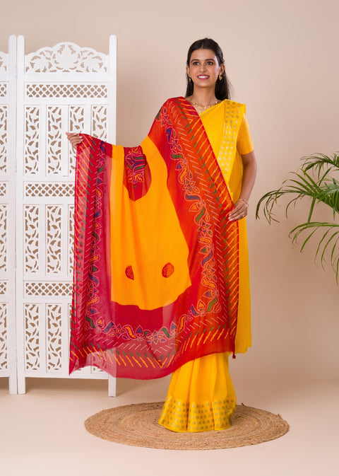 KcPc Pure Georgette Marwadi Chunri  Duppta Chunri  Pomcha