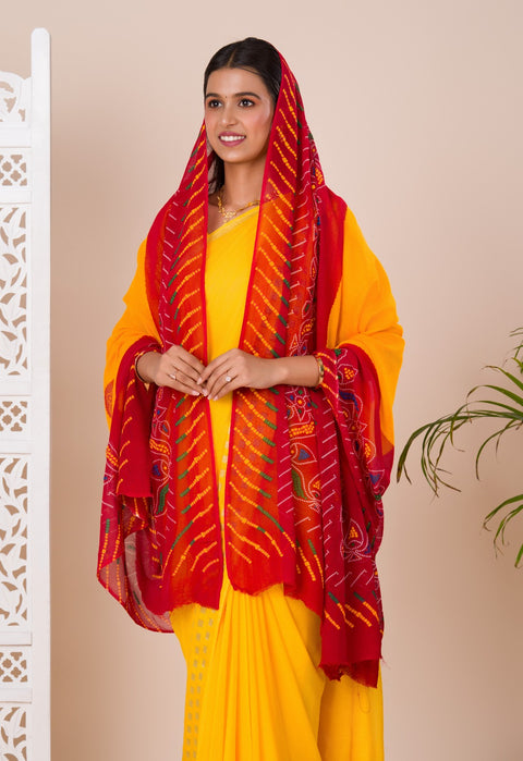 KcPc Pure Georgette Marwadi Chunri  Duppta Chunri  Pomcha