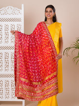 KcPc Ghatchola Art Silk Bandhej Gotapatti DupattaRed