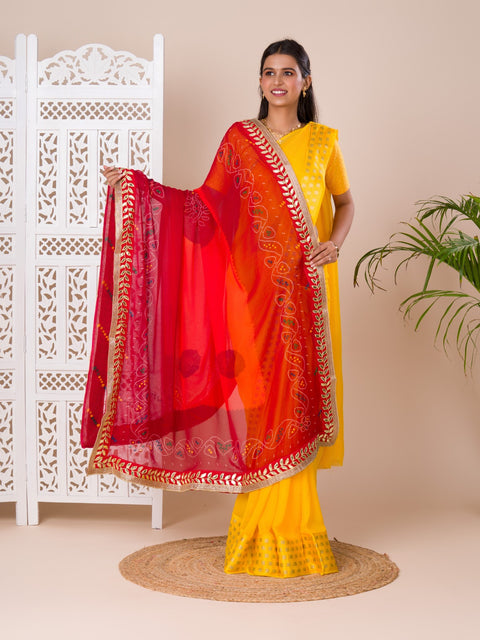 KcPc Rajasthani Traditional Bandhani Chunri Piliya Dupatta  Georgette Piliya