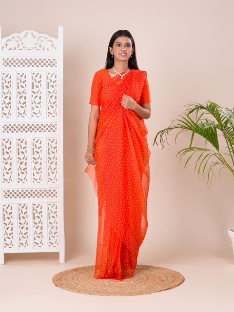 KcPc Launch Chiffon Bandhani Light Weight Fabric Saree SUN