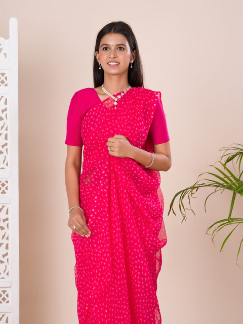 KcPc New Chiffon Bandhani Light Weight Saree  SUN