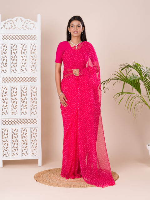 KcPc New Chiffon Bandhani Light Weight Saree  SUN