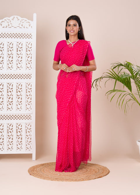 KcPc New Chiffon Bandhani Light Weight Saree  SUN