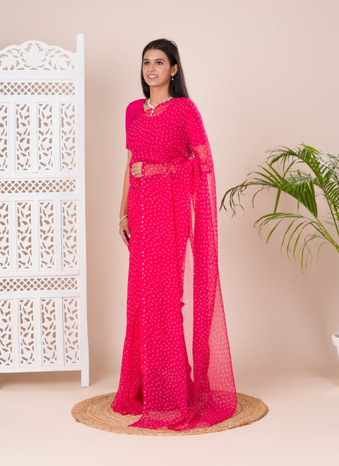 KcPc New Chiffon Bandhani Light Weight Saree  SUN