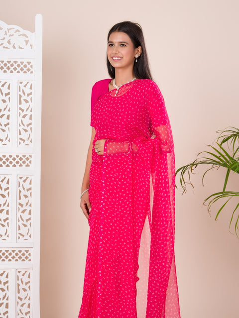 KcPc New Chiffon Bandhani Light Weight Saree  SUN