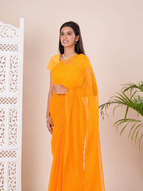 KcPc Chiffon Bandhani Light Weight Saree SUN