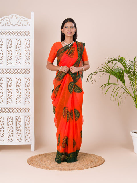 KcPc New Beautiful Chiffon Bandhani Light Weight Saree  SHA