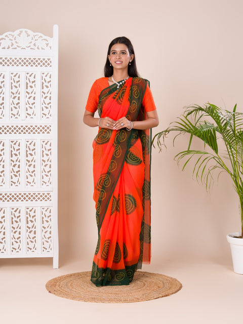KcPc New Beautiful Chiffon Bandhani Light Weight Saree  SHA