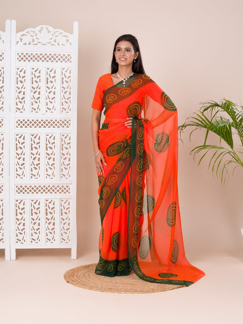 KcPc New Beautiful Chiffon Bandhani Light Weight Saree  SHA
