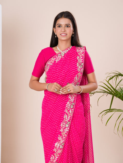 KcPc Pure Georgette Mothra With Gota Patti Work Saree  AMT