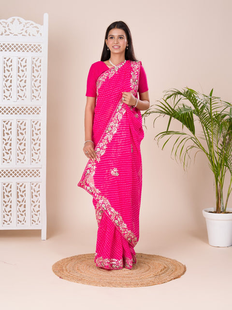KcPc Pure Georgette Mothra With Gota Patti Work Saree  AMT