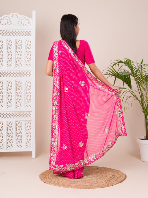 KcPc Pure Georgette Mothra With Gota Patti Work Saree  AMT