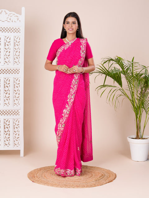 KcPc Pure Georgette Mothra With Gota Patti Work Saree  AMT