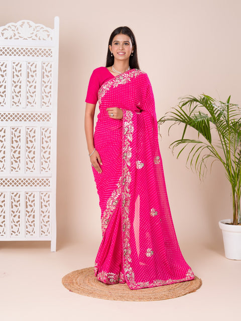 KcPc Pure Georgette Mothra With Gota Patti Work Saree  AMT