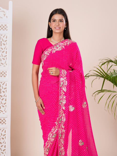 KcPc Pure Georgette Mothra With Gota Patti Work Saree  AMT