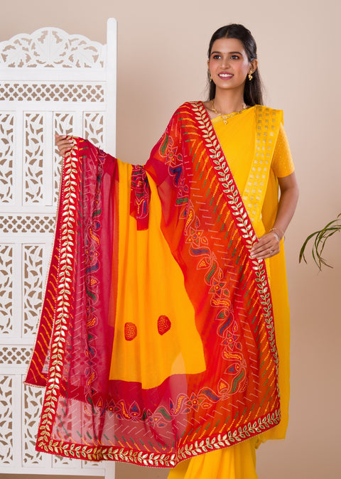KcPc Pure Georgette Rajasthani Chunri Dupattas  Pomcha