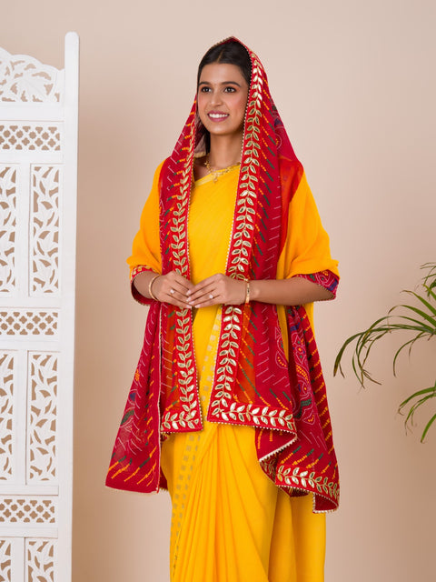 KcPc Pure Georgette Rajasthani Chunri Dupattas  Pomcha