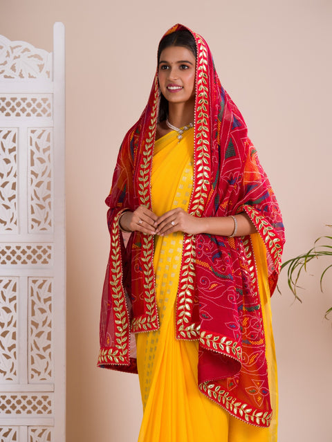 KcPc Pure Georgette Rajasthani Chunri Dupattas