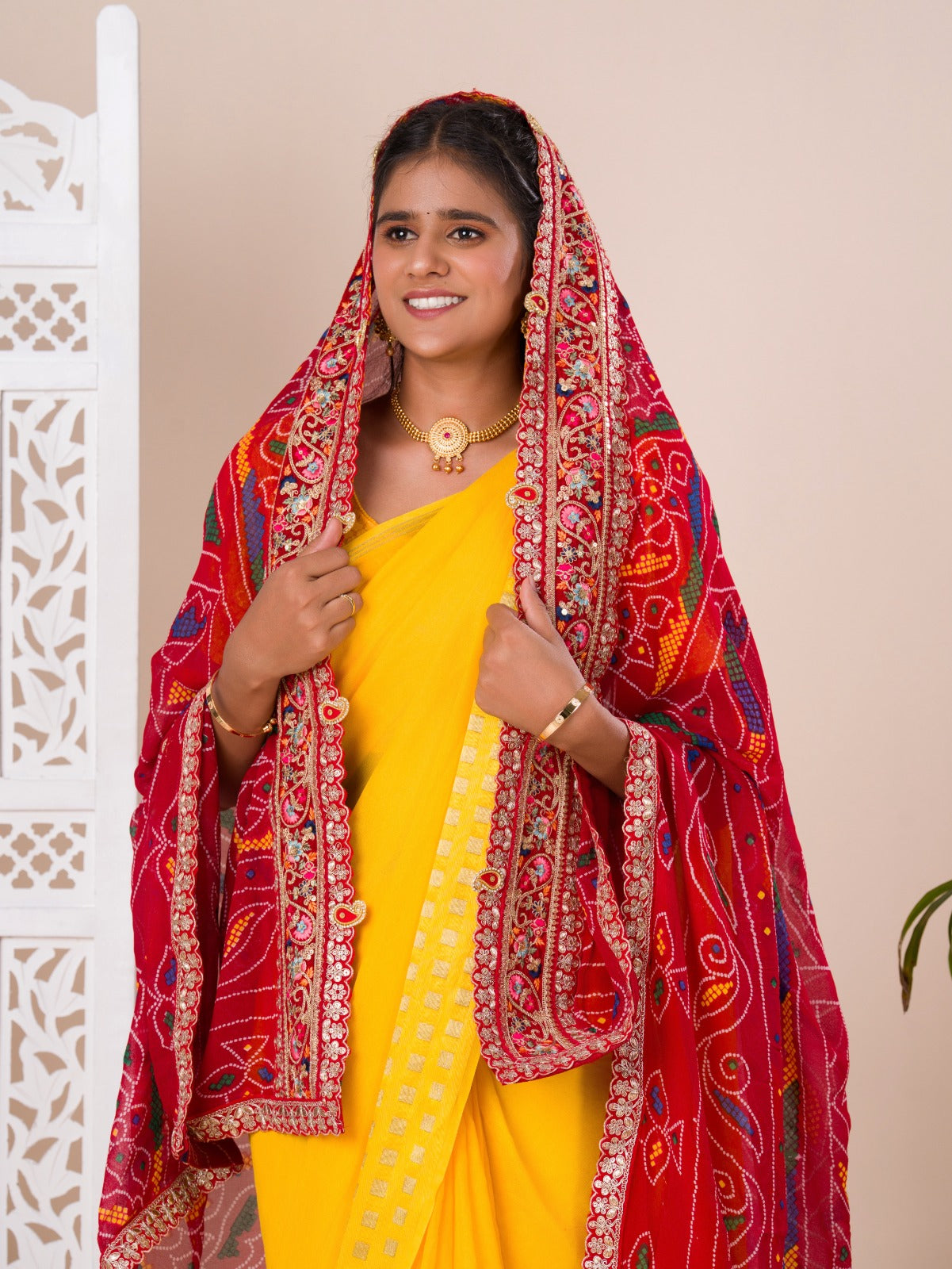 KcPc New Marwadi Chunri Pure Georgette With Kashida Embroidery Border