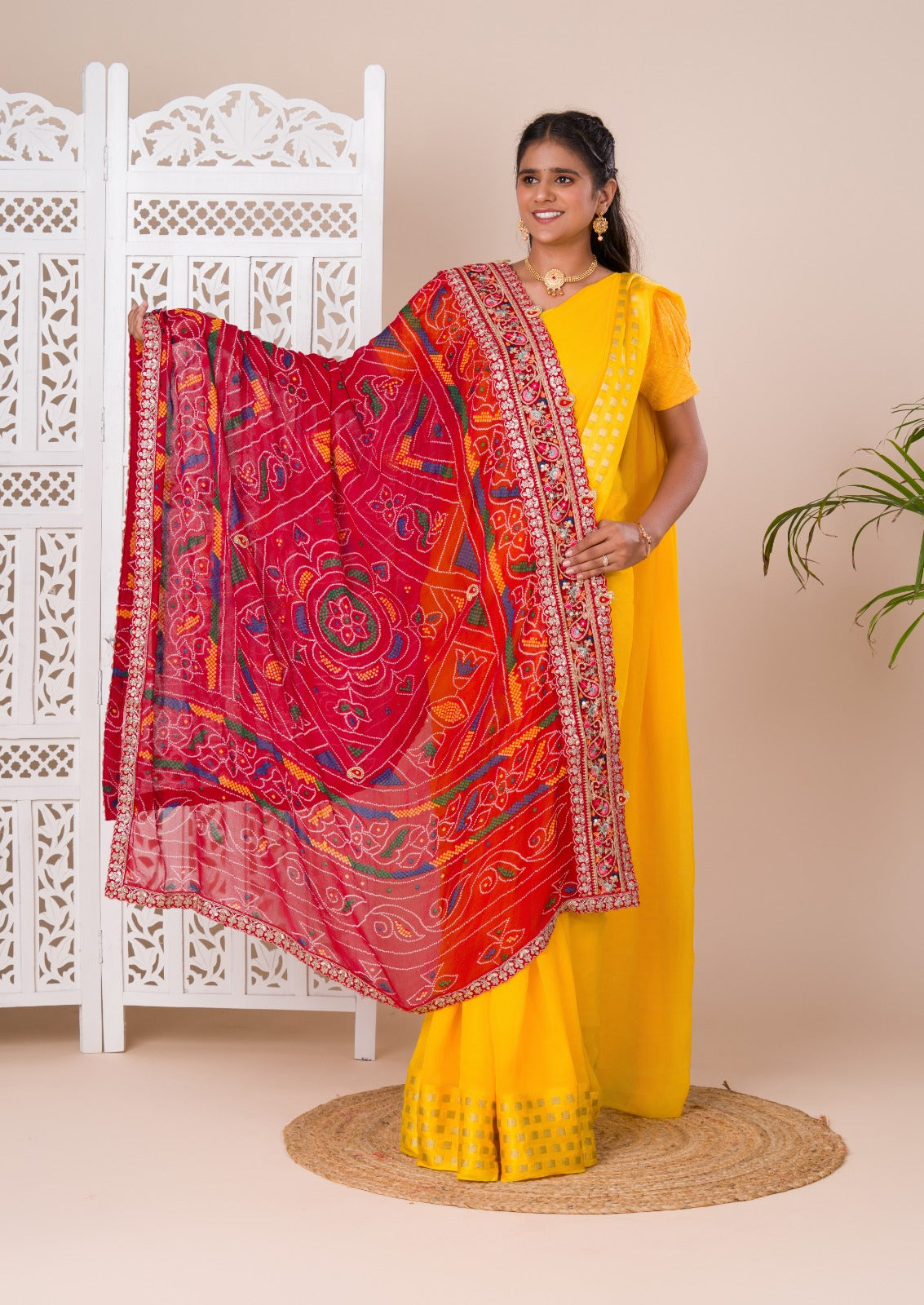 KcPc New Marwadi Chunri Pure Georgette With Kashida Embroidery Border