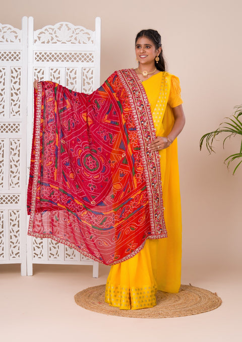 KcPc New Marwadi Chunri Pure Georgette With Kashida Embroidery Border