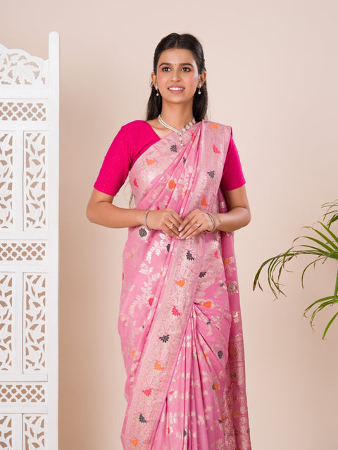 KcPc Dola Silk With Zari Weaving Saree  ASH Peach
