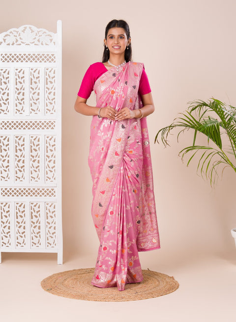 KcPc Dola Silk With Zari Weaving Saree  ASH Peach