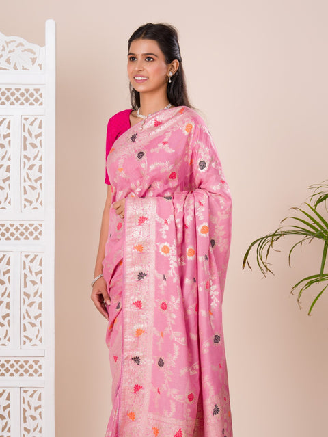 KcPc Dola Silk With Zari Weaving Saree  ASH Peach
