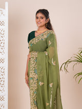 jaipuri style Tissue saree for wedding and mahandi occasion 