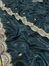  Pure Crepe silk Bollywood With Foil Gota Zari Work Saree