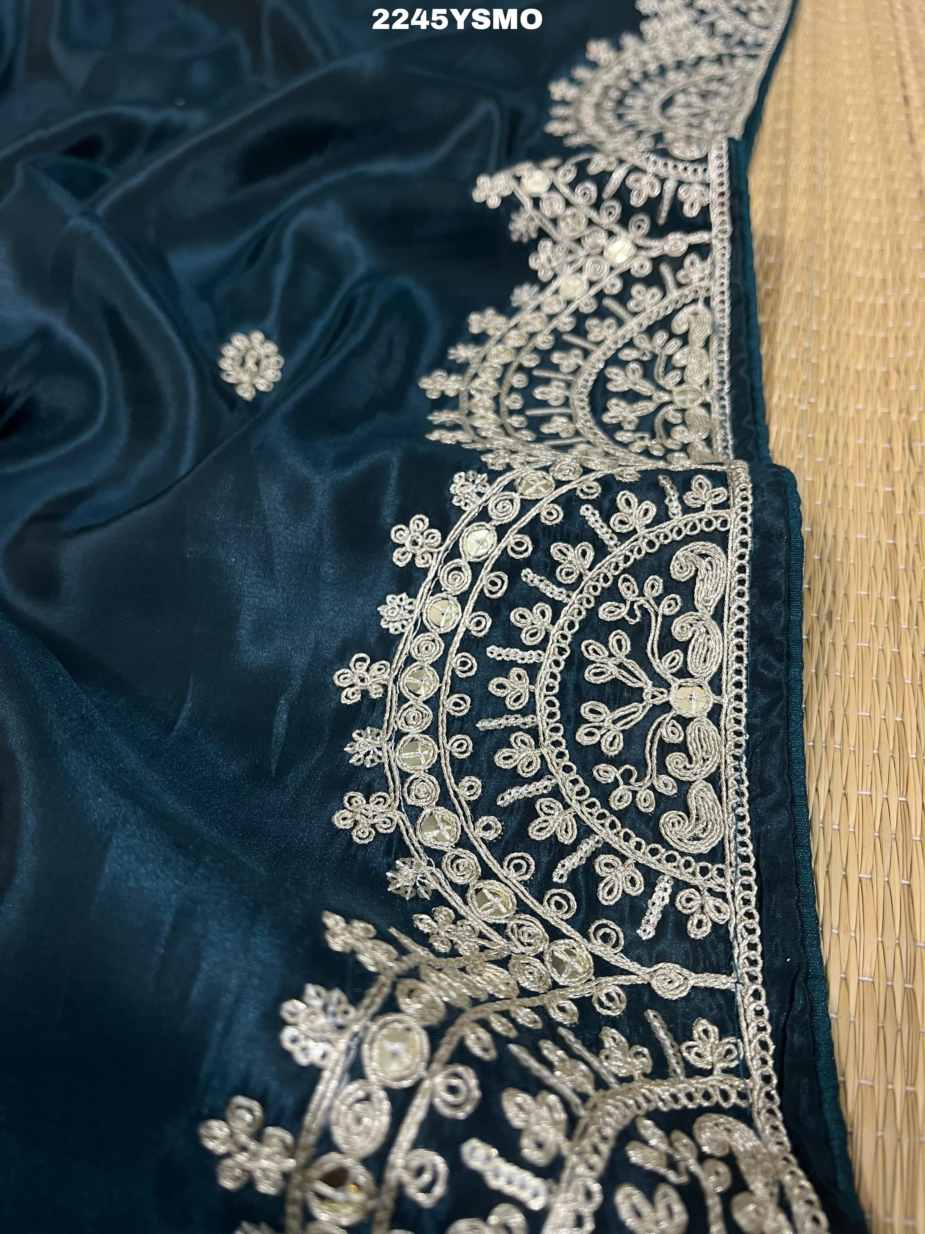  Pure Crepe silk Bollywood With Foil Gota Zari Work Saree