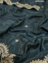  Pure Crepe silk Bollywood With Foil Gota Zari Work Saree