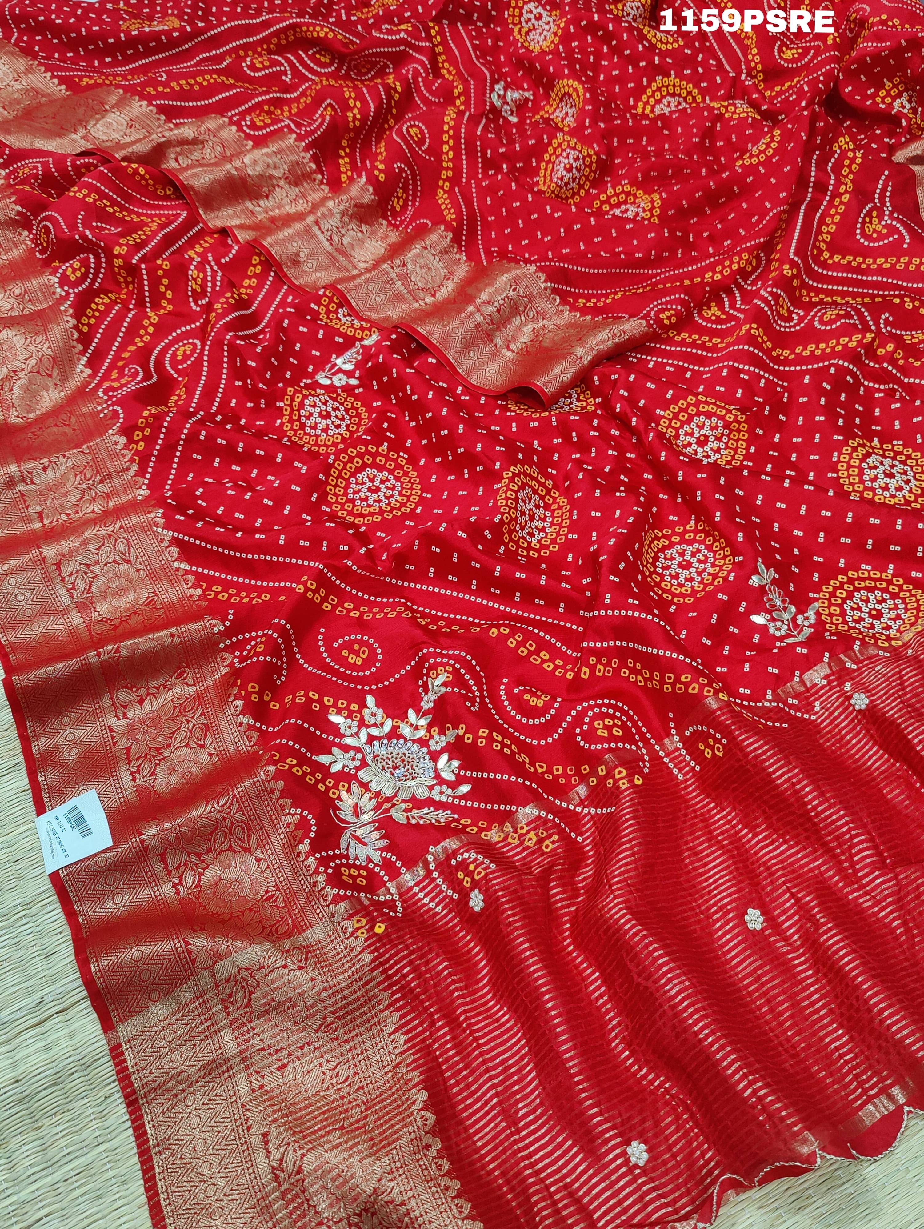 Kolkata Zardoji Work saree in bandhani stylefor festivals 
