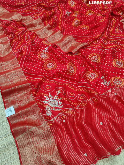 KCPC New Pure Munga Silk Heavy Zaridoji Gotapatti work Saree AMT