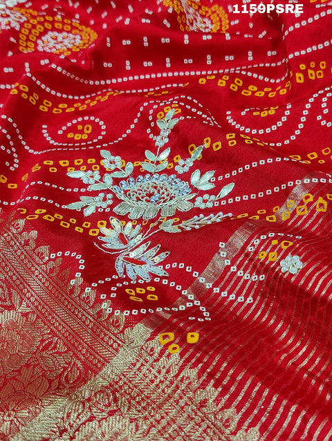 KCPC New Pure Munga Silk Heavy Zaridoji Gotapatti work Saree AMT