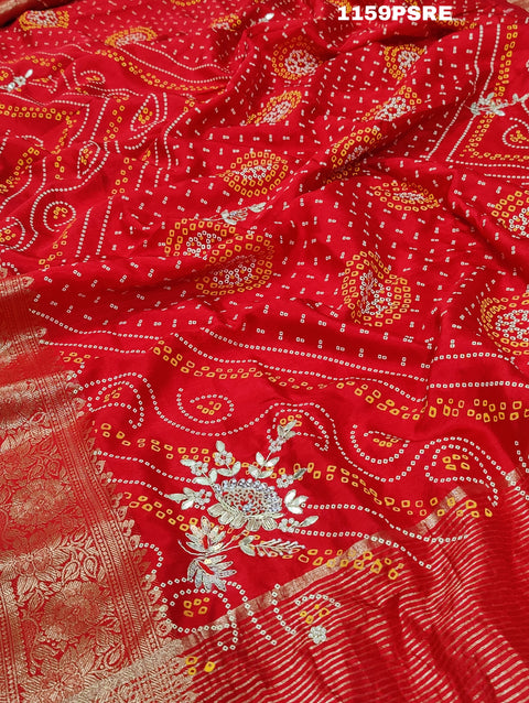 KCPC New Pure Munga Silk Heavy Zaridoji Gotapatti work Saree AMT