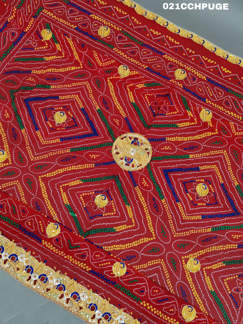 KcPc Latest Ethnic Wear Marwari Chunri Pila Odhna Chunri (Pure Georgette Fabric)