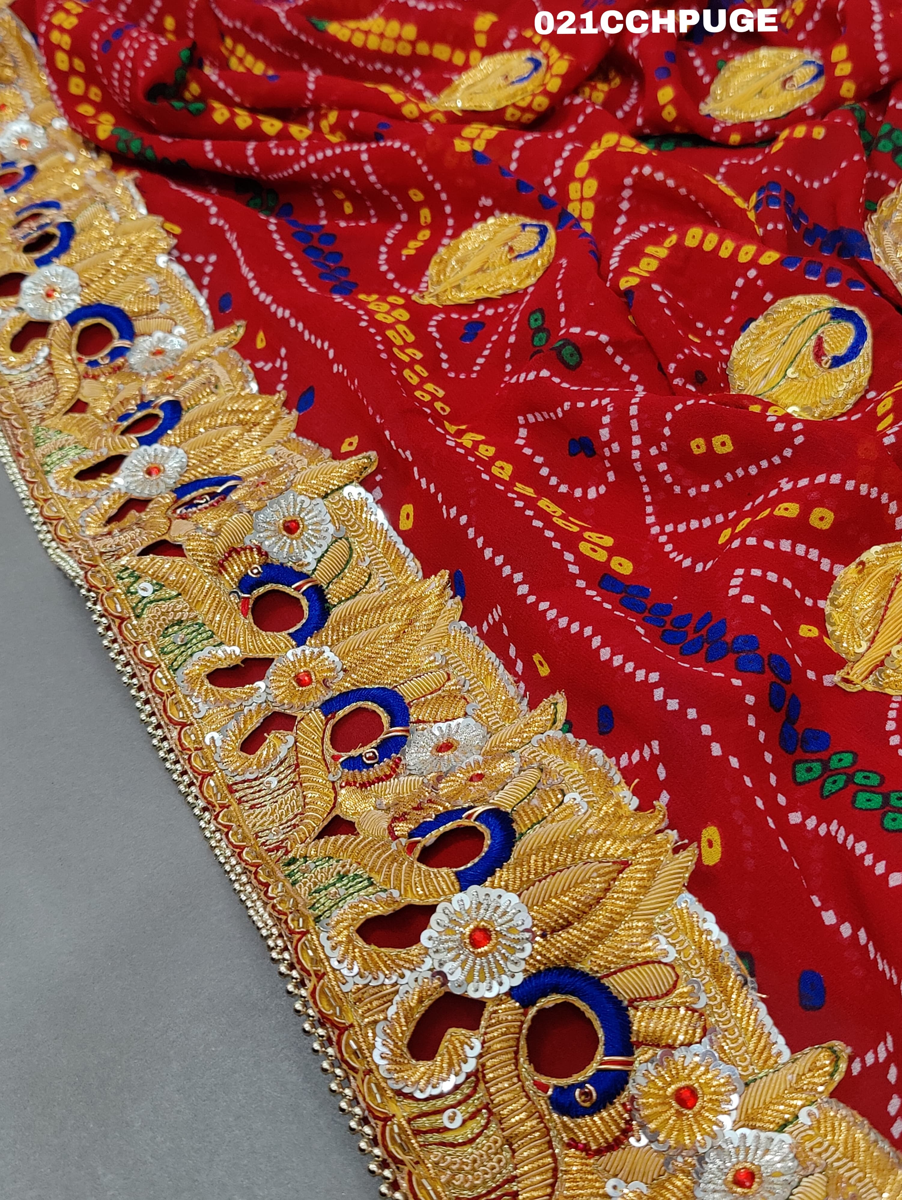 KcPc Latest Ethnic Wear Marwari Chunri Pila Odhna Chunri (Pure Georgette Fabric)
