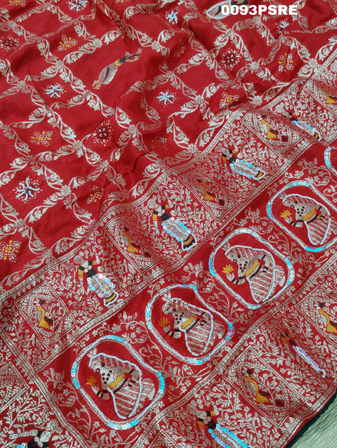 KcPc Designer Rajwadi style Gharchola Bandhej Sarees  Red