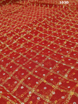 KcPc Pure Georgette Red Gharchola Bridal Dupatta with Beautiful lightweight Gotapatti Border
