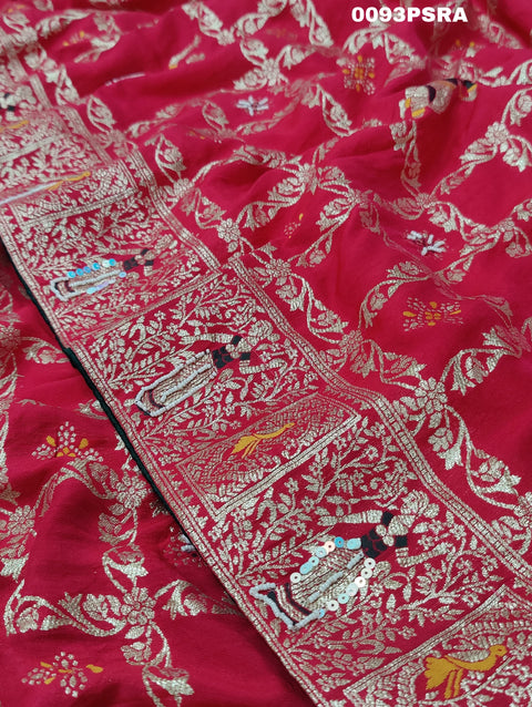 KcPc New Designer Rajwadi Style Gharchola Bandhej Sarees  Rani